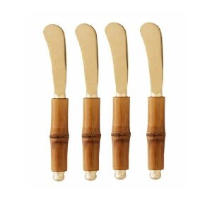 CJ 4 ESPATULAS ACO INOX C/CABO BAMBU DOURADO
