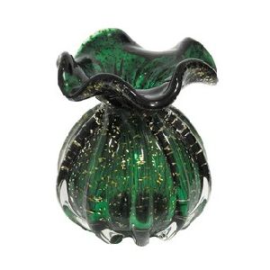 VASO DECOR EM VIDRO - VERDE E DOURADO