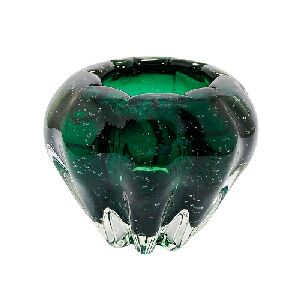 VASO DECOR EM VIDRO VERDE ESCURO