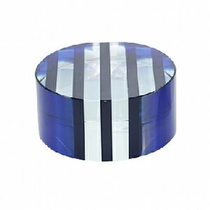 PECA DECORATIVA EM CRISTAL TRANSPARENTE E AZUL