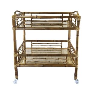 CARRINHO DE CHA BAMBU C PALHA NATURAL