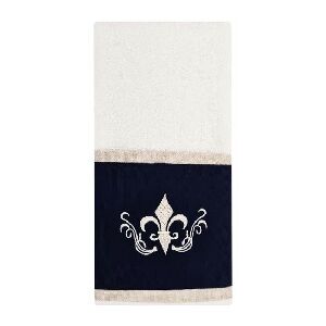 TOALHA DE LAVABO MEDALH&Atilde;O MARINHO/BEGE 32X50CM