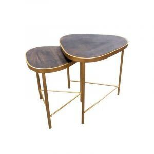 CONJUNTO DE 2 MESAS LATERAIS EM MADEIRA E FERRO