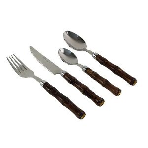 CJ 24 P&Ccedil;S FAQUEIRO EM METAL E CABO ESTILO BAMBU MARROM