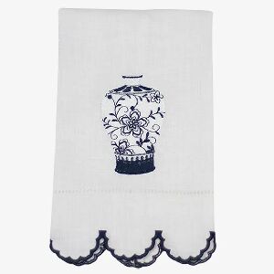 TOALHA LAVABO LINHO BRANCO CHINOISERIE