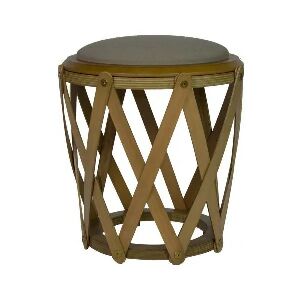 PUFF TAMBORETE REVERSO LINHO BEGE