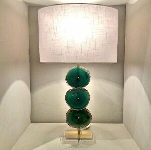 ABAJUR TRIO &Aacute;GATA VERDE BASE ACR&Iacute;LICO