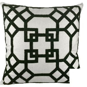 ALMOFADA SARJA CRU COM BORDADO CHENILLE VERDE MOD