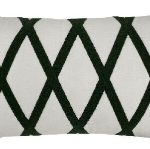 ALMOFADA SARJA CRU 35X58 C/BORDADO CHENILLE VERDE