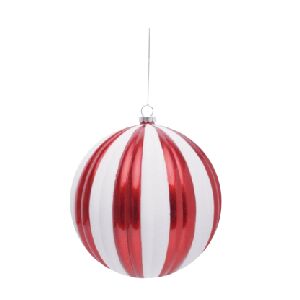 BOLAS LISTRADAS VERM E BRANCO 10CM CJ6