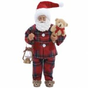 NOEL C/LANTERNA E URSO XADREZ VRM/BCO/VRD 28x15x10cm