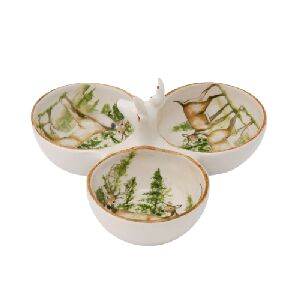 PETISQUEIRA DECORATIVA COM RENA RENA COM PINHEIROS