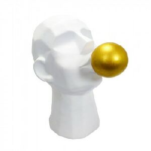  ESCULTURA DE RESINA BRANCA HOMEM E BOLHA DE CHICLETE