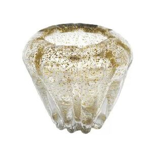  VASO DECOR. EM VIDRO INCOLOR COM DOURADO