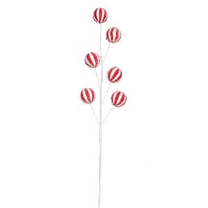 PICK GALHO BOLAS LISTRAS VRM/BCO (ENF CANDY CANE) C/1 UN 16X7X4CM