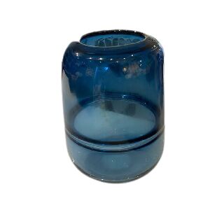 VASO DE VIDRO TRANSPARENTE AZUL.2