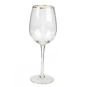 CJ DE 6 TACAS PARA VINHO BRANCO DETALHE DOURADO 22X7X7CM