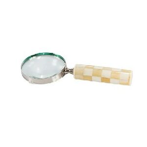 LUPA DE MAO EM INOX CHIFRE E OSSO