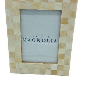 PORTA RETRATO EM MADEIRA E OSSO