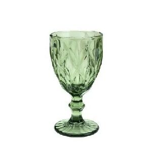 TACA DE VIDRO LOSANGOS VERDE CONJUNTO 6 PECAS