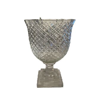  VASO VIDRO BASE QUAD LAPIDADO XADREZ