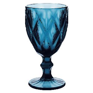 CJ 6 TA&Ccedil;AS VIDRO/LOSANGOS AZUL 17X9X9CM