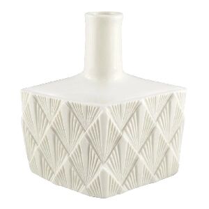 VASO DE CERAMICA BRANCO COM DESENHOS EM TEXTURA