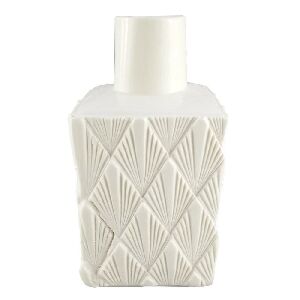 VASO DE CERAMICA BRANCO COM DESENHOS EM TEXTURA 11X11CM