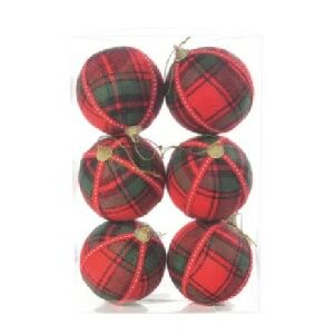 BOLA XADREZ VRM/VRD 10CM JG C/4 PC