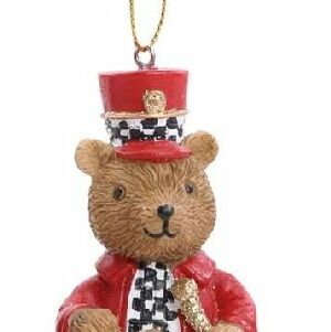 CJ 2 ENFEITES DE PENDURAR URSO C/ TAMBOR 8CM