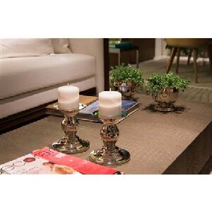 Porta velas com cord&atilde;o p&eacute;rola