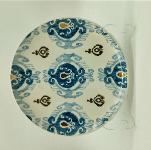 PRATO DE JANTAR IKAT OURO