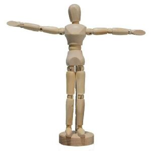 ESCULTURA BONECO ARTICULADO MADEIRA BEGE 30X8X8CM