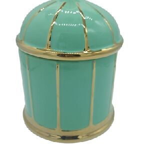 CAIXA CERAMICA REDONDA FRISO DOURADO 15X25CM