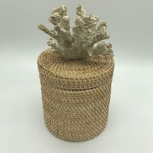 CONJ CAIXA RATAN CORAL G/P 14X23CM