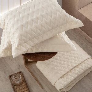 KIT COLCHA QUEEN CHEVRON NATURAL 200F 2,40MX2,50M