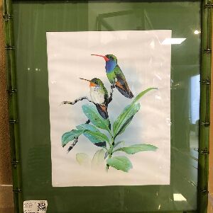 QUADRO PASSAROS BAMBU VERDE 47,5X40CM