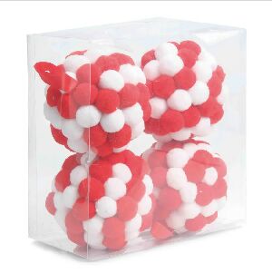BOLA POMPONS VRM/BCO 10CM () JG C/4 PC