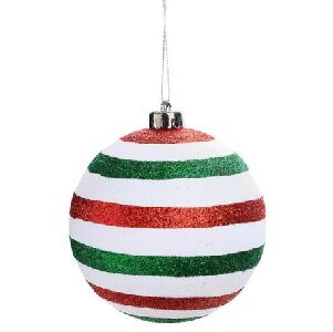 BOLA LISTRADA VRM/VRD/BCO 10CM () JG C/4 PC