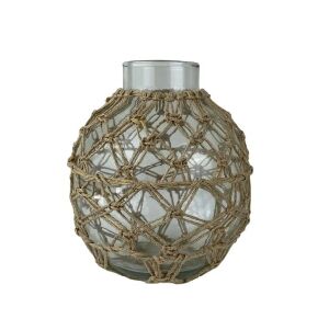 VASO VIDRO REDONDO DETALHE MACRAME 22453 18X18X20C