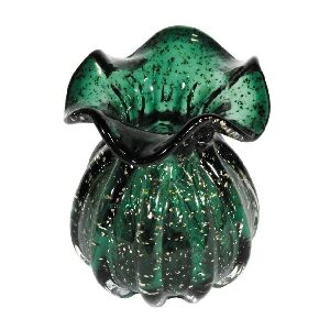 VASO DECOR. EM VIDRO VERDE COM DOURADO 53425