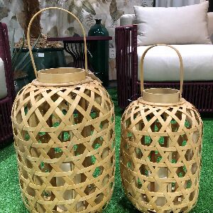 LANTERNA EM BAMBU/VELA LED G