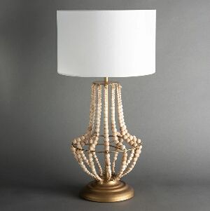 ABAJUR DE MESA EM METAL E MADEIRA