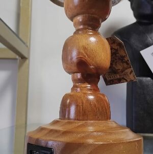 BASE ABAJUR LED MADEIRA PP BOLINHA NATURAL