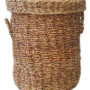 CESTO REDONDO HOGLA COM TAMPA SEAGRASS G 48X46X46CMCESTO REDONDO HOGLA COM TAMPA SEAGRASS G 48X46X46CM