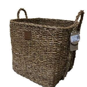 CESTO QUADRADO COM ALCA HOGLA SEAGRASS P 35x35cm