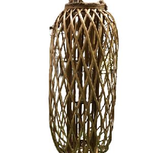 LANTERNA EM RATTAN E VIDRO - M