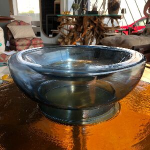 CENTRO DE MESA VIDRO AZUL - 32X13CM