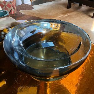 CENTRO DE MESA DE VIDRO AZUL 13X32CM