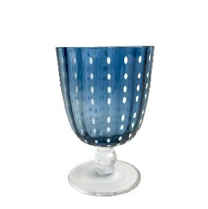 CJ. 6 TA&Ccedil;AS VIDRO AZUL/PO&Aacute; BRANCO